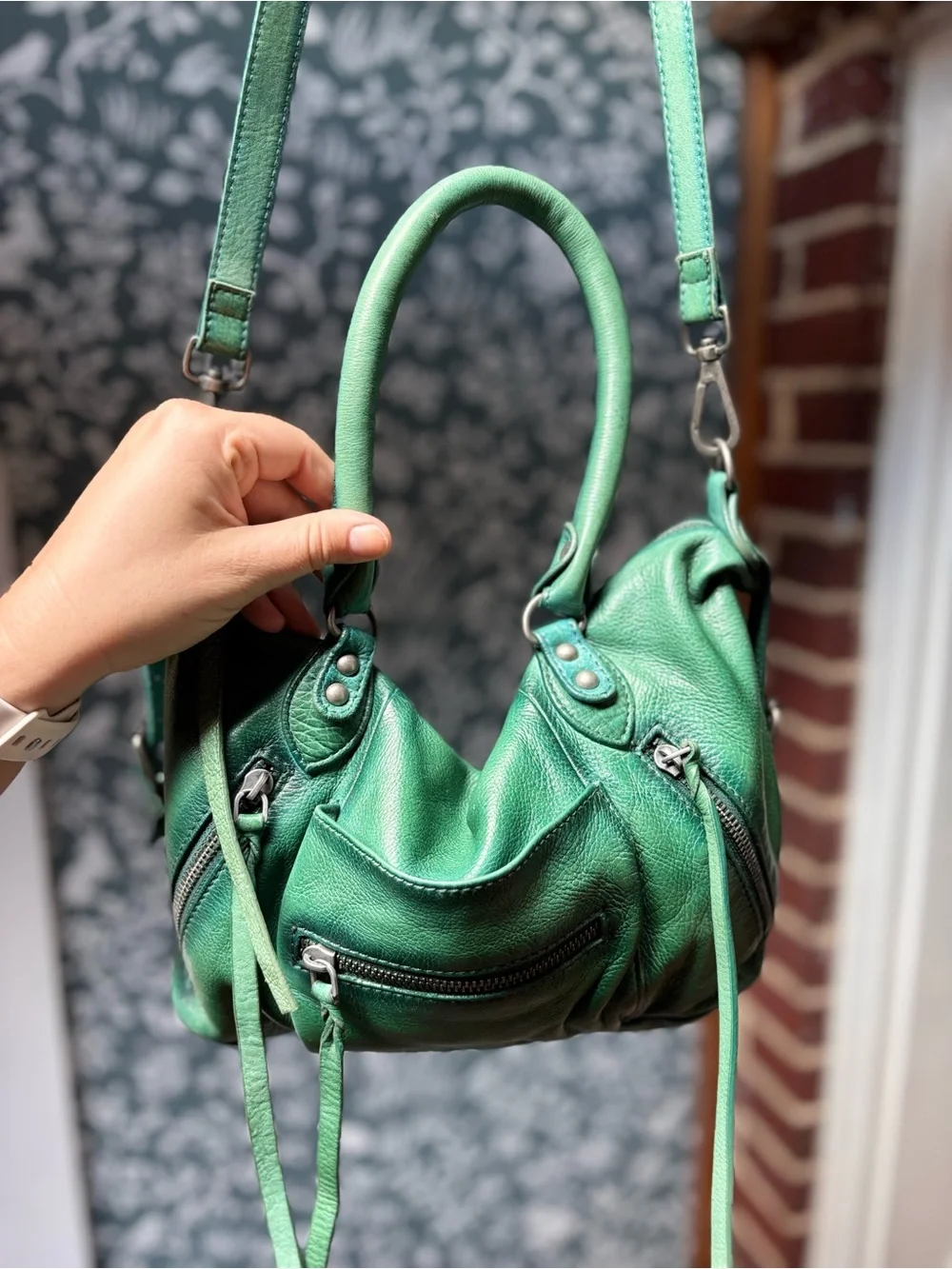 Free People We The Free Baby Emerson Bag Greenery Leather Crossbody